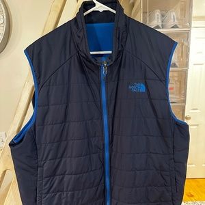 Mens North Face Trinity Reversible Vest, Navy Taffeta/ Royal Blue Fleece (XXL)